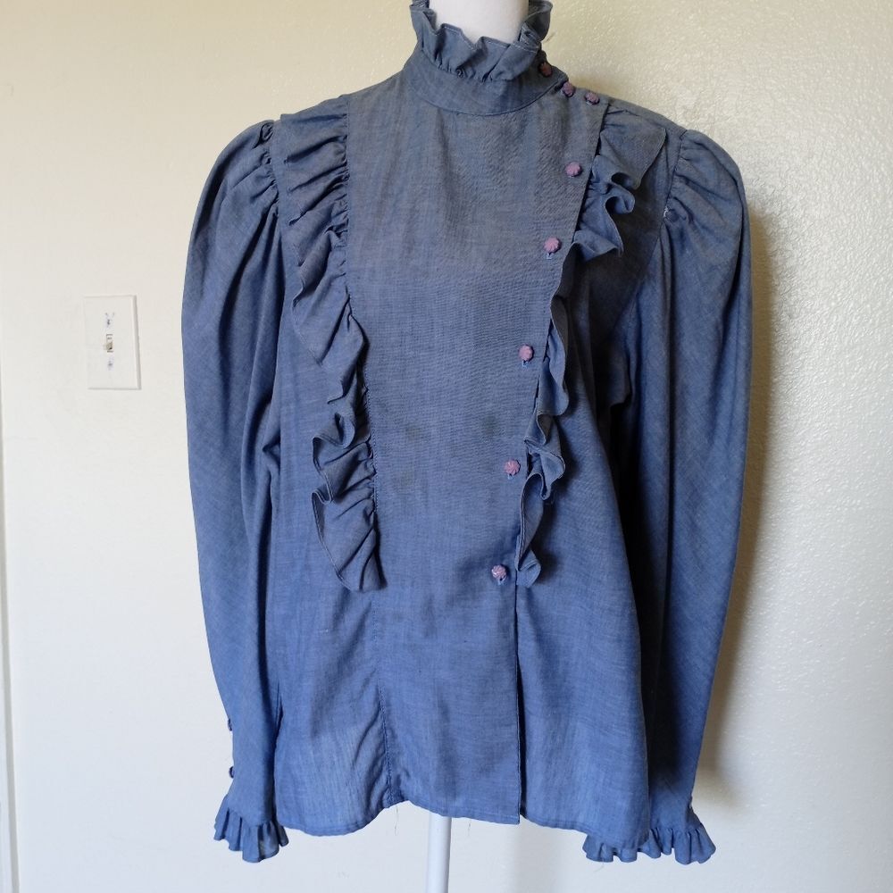 Victorian style denim blouse